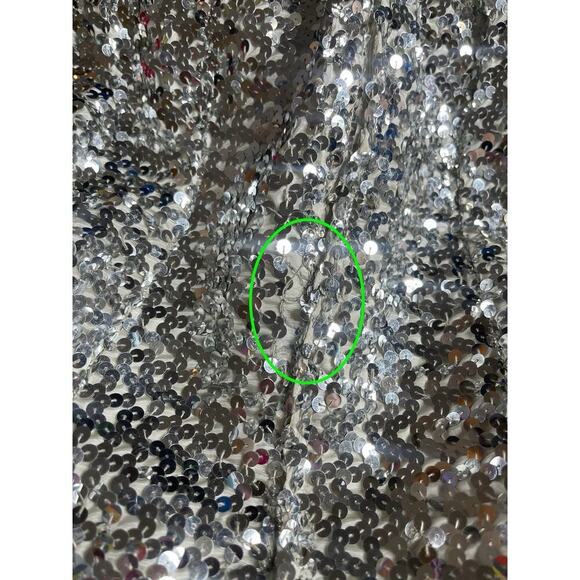 Vintage 60’s 70s Silver Sequin Mermaid Gown Dress Metallic Floral Glam Hollywood - Picture 6 of 12